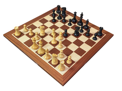 Old English Black and Mahogany Chess Set & Box - Official Staunton™ 