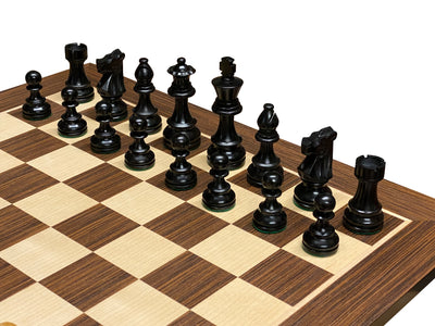 4" British Black Chess Pieces, 20" Wenge Chess Board, Vinyl Chess Box - Official Staunton™ 