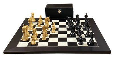 Imperial Anegre Chessmen & Birdseye Maple Deluxe Chess Board - Official Staunton™ 