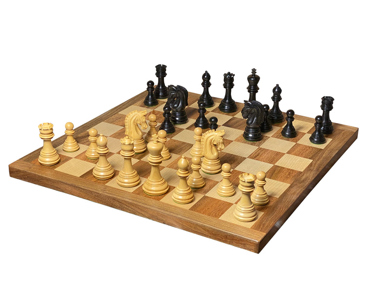 Imperial Boxwood Ebonised Chess Pieces, 20" Acacia Board & Vinyl Box - Official Staunton™ 