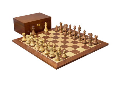 Queens Gambit Acacia Pieces 19" Mahogany Chessboard & Box - Official Staunton™ 