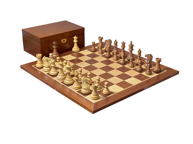 Queens Gambit Acacia Pieces 19" Mahogany Chessboard & Box - Official Staunton™ 