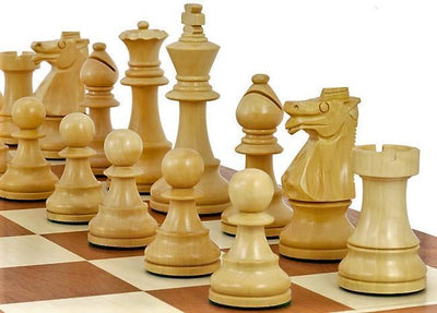 4” British Acacia & Boxwood Chess Pieces - Official Staunton™ 