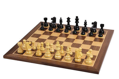 4" British Black Pieces 19” Walnut Set & Mahogany Box - Official Staunton™ 