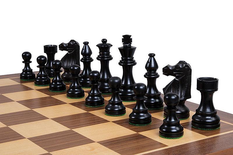 4" British Black Pieces 19” Walnut Set & Mahogany Box - Official Staunton™ 