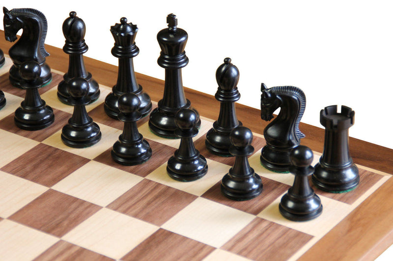 Leningrad Ebonised Chess Pieces 19" Walnut Chess Board & Vinyl Box - Official Staunton™ 