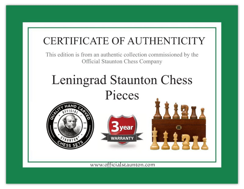 Leningrad Ebonised Chess Pieces 19" Walnut Chess Board & Vinyl Box - Official Staunton™ 