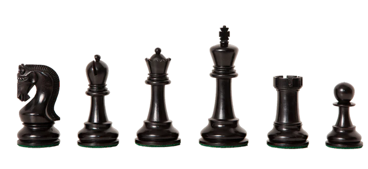 Leningrad Black Chess Pieces, Mahogany Chess Board & Box - Official Staunton™ 