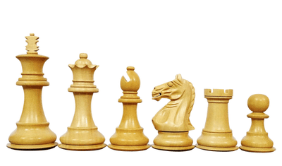 3.5" Queens Gambit Supreme Fierce Knight Acacia Chess Pieces - Official Staunton™ 