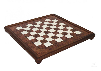 Luxury Italian Framed Elm and Briarwood 432R Chess Board - Official Staunton™ 