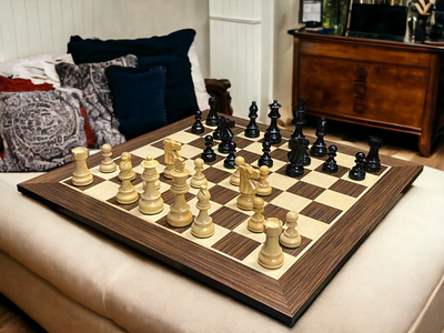 3.75" British Black Chess Pieces, 20" Wenge Chess Board - Official Staunton™ 