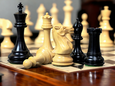 Collector Series Black and Boxwood Chess Pieces - Official Staunton™ 