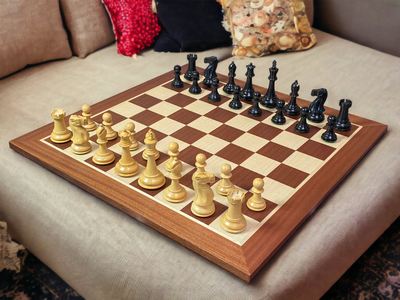 Old English Black and Mahogany Chess Set & Box - Official Staunton™ 