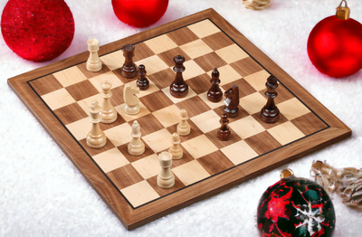 46cm Maple and Walnut Folding Chess Set - Official Staunton™ 