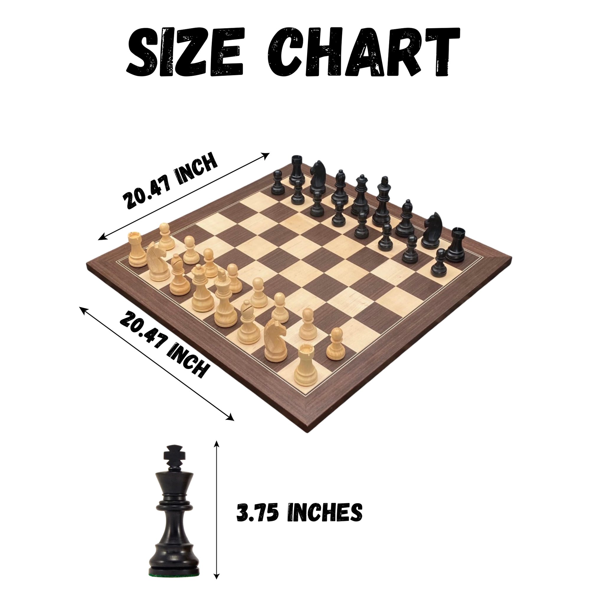 3.75" Grandmater Black Wenge Deluxe Chess Set and Slide Lid Box