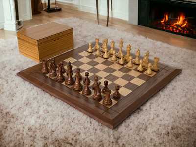 Stallion Acacia Wide Border Walnut Chess Set & Box - Official Staunton™ 