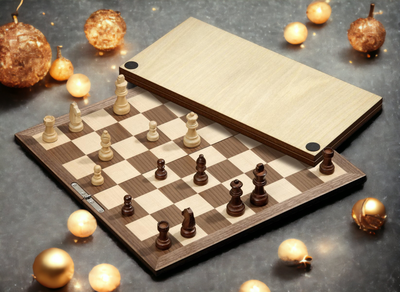 Walnut Folding Young Grandmaster Chess Set - Official Staunton™ 