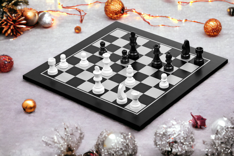 Black Silver Entry Level Chess and Draughts Set - Official Staunton™ 