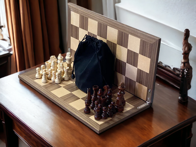 Economy Walnut Folding Chess Set - Official Staunton™ 