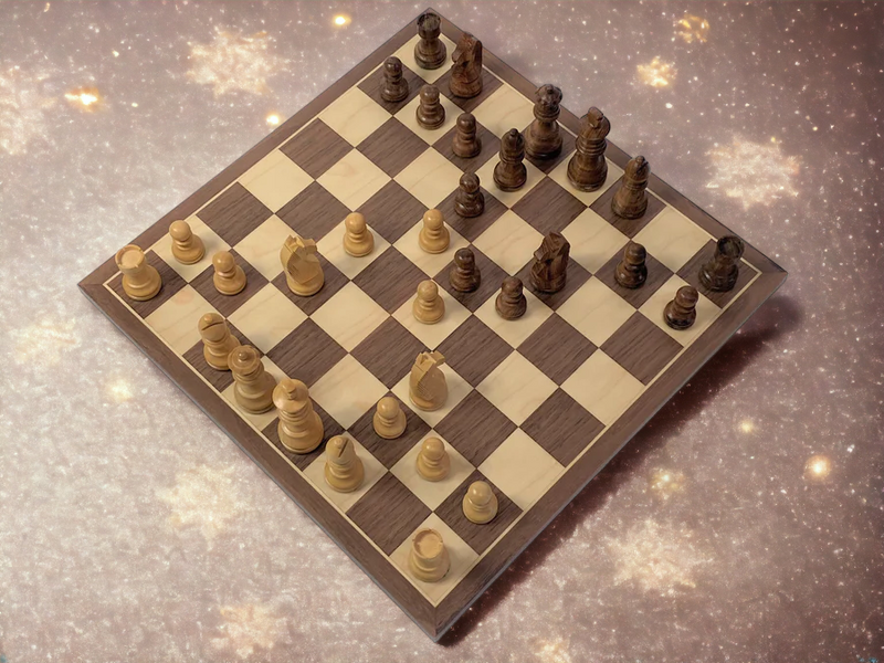 15.75 Inch Walnut Classic Acacia Chess Set - Official Staunton™ 