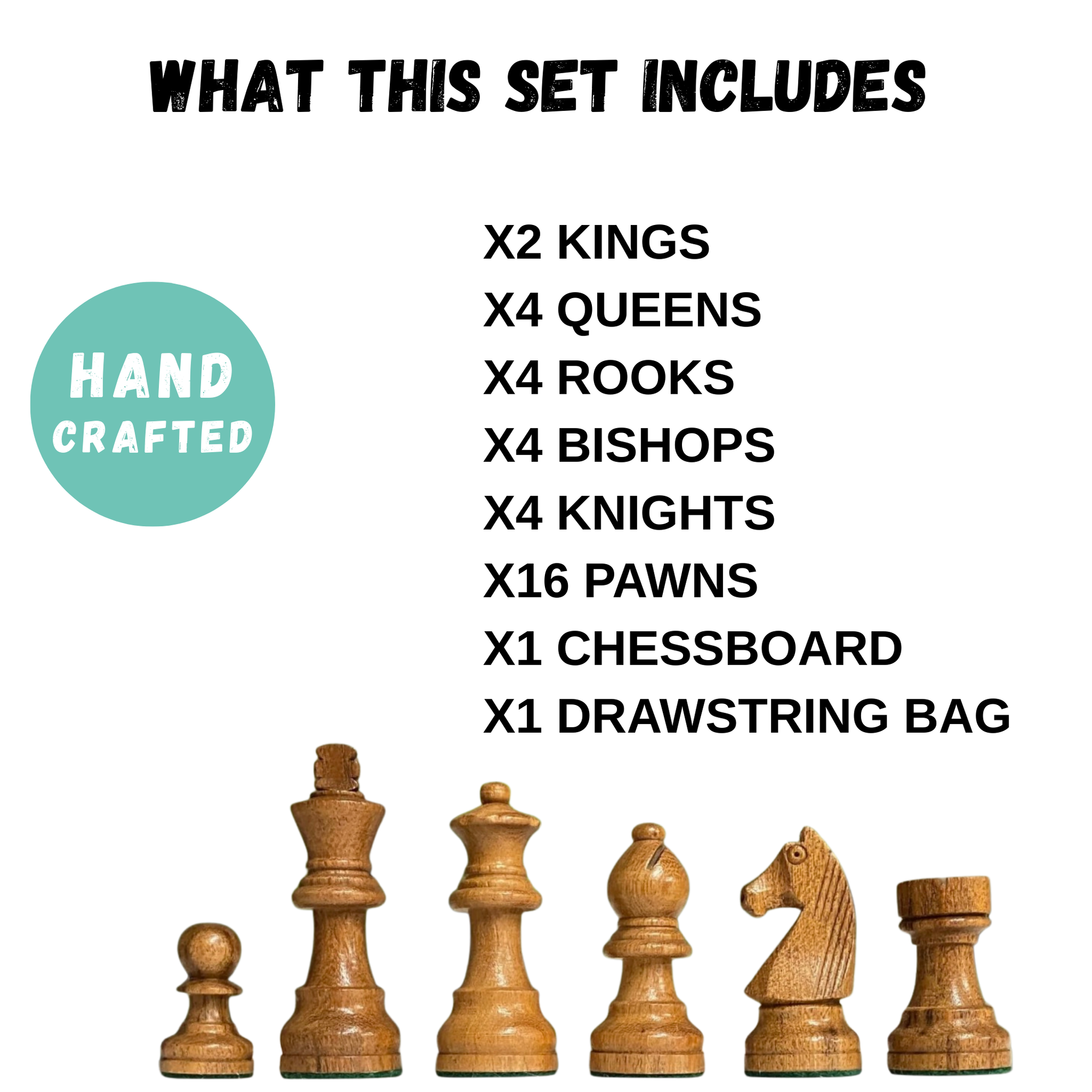 15.75" Grandmaster Mahogany Chess Set & Drawstring Bag