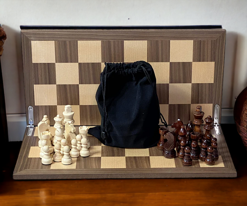 Economy Walnut Folding Chess Set - Official Staunton™ 