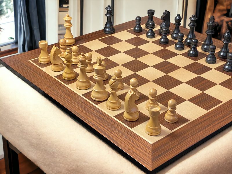 3.75" Classic Ebonised Chess Pieces 20" Wenge Chessboard and Vinyl Box - Official Staunton™ 