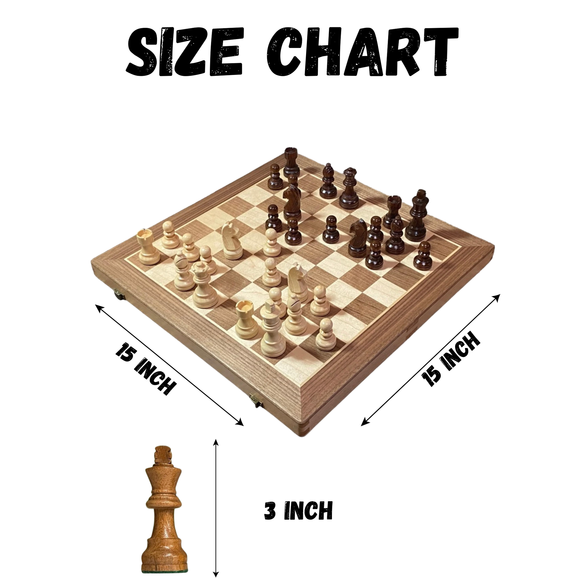 15" Walnut Folding Economy Chess and Checkers Set