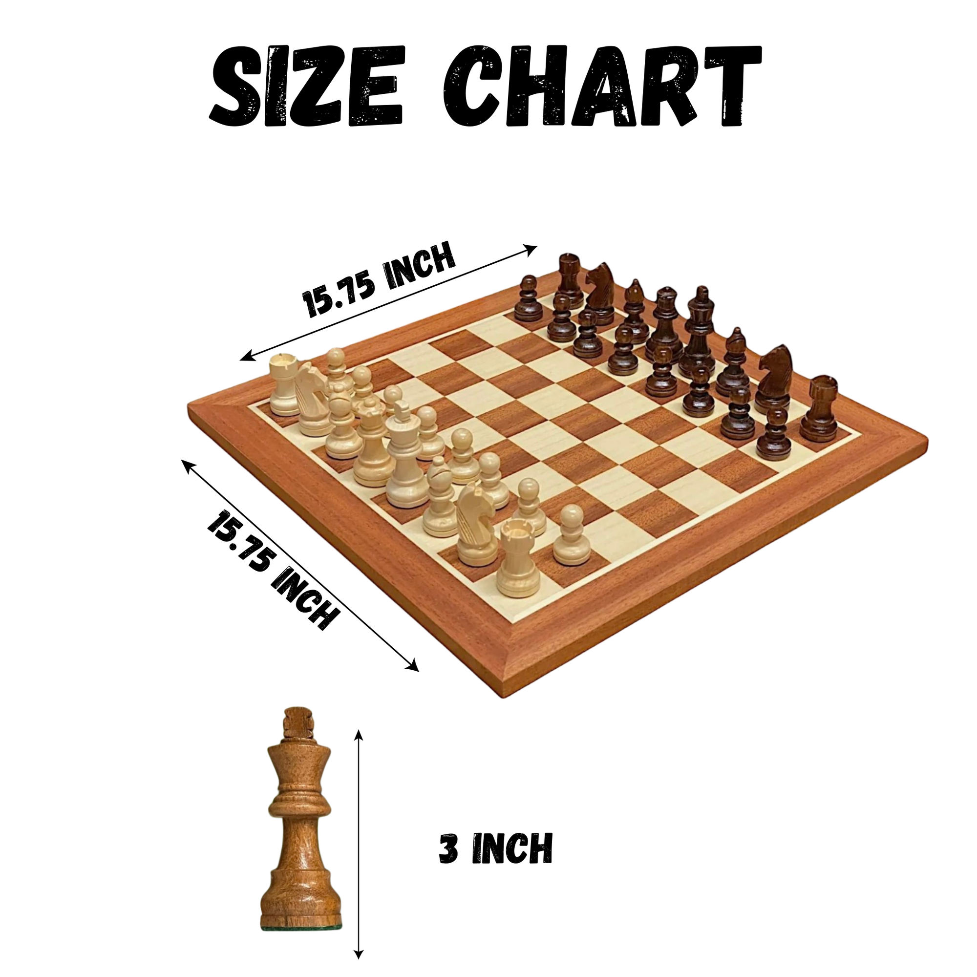 15.75" Grandmaster Mahogany Chess Set & Drawstring Bag