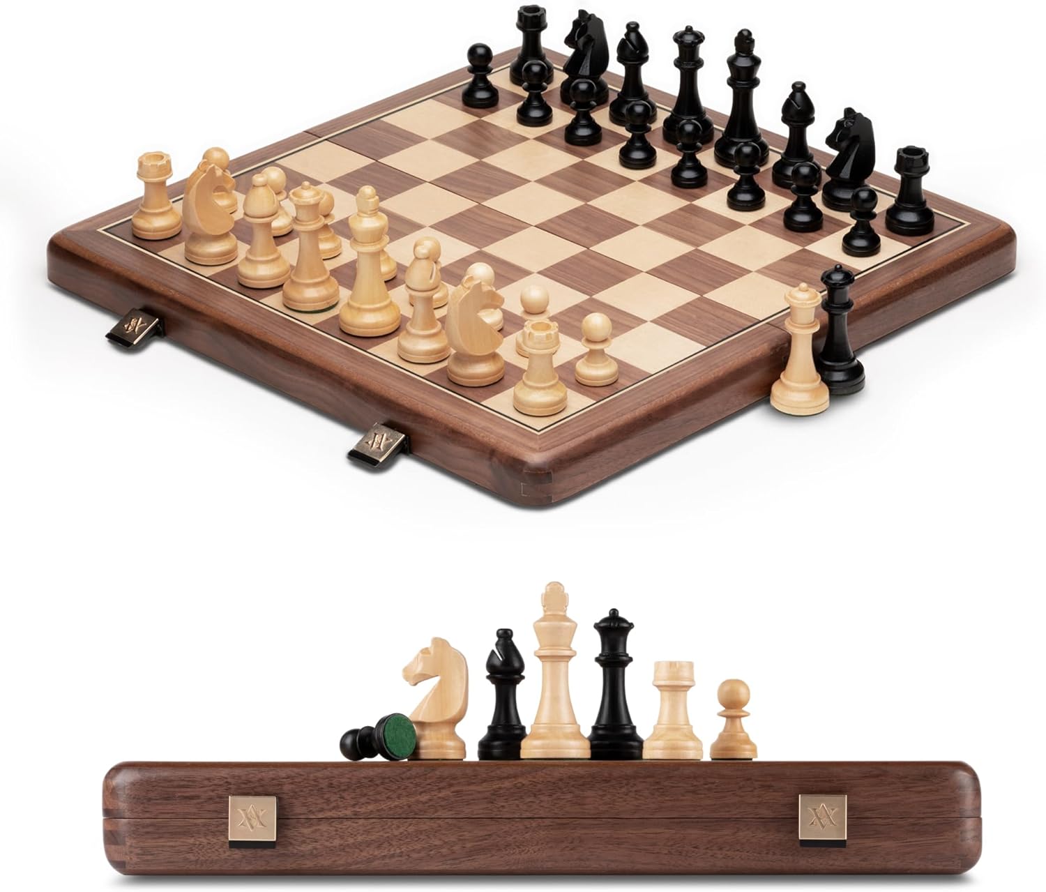 15 Inch Premium folding Walnut and Maple chess set