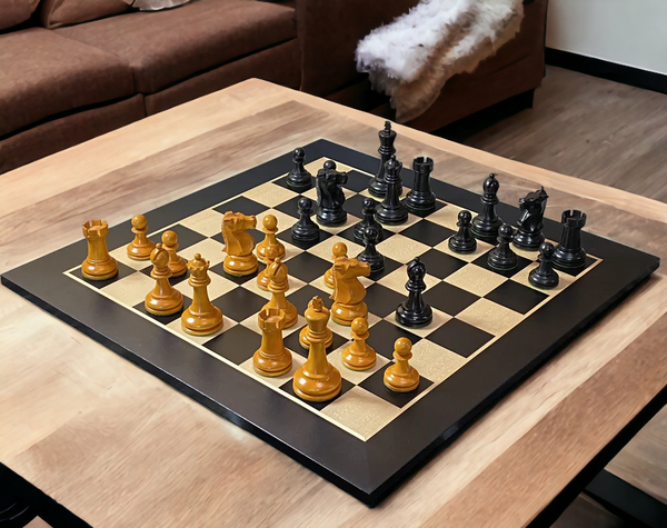 Fischer Antique Chess Pieces, 20" Anegre Chessboard & Vinyl Box - Official Staunton™ 
