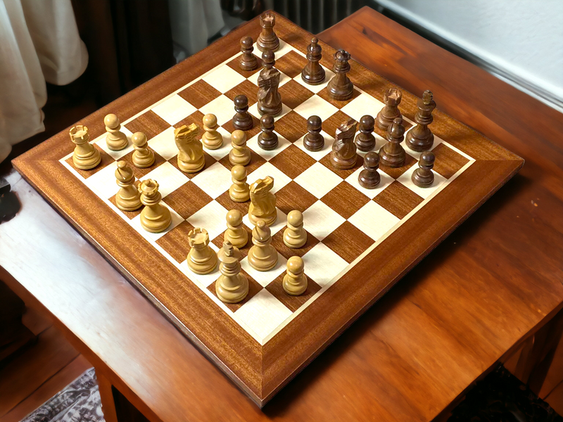 15.75" Superior Elite Acacia Mahogany Chess Set & Box - Official Staunton™ 