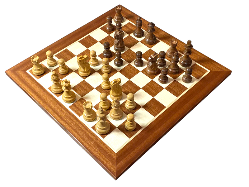 15.75" Superior Elite Acacia Mahogany Chess Set & Box - Official Staunton™ 