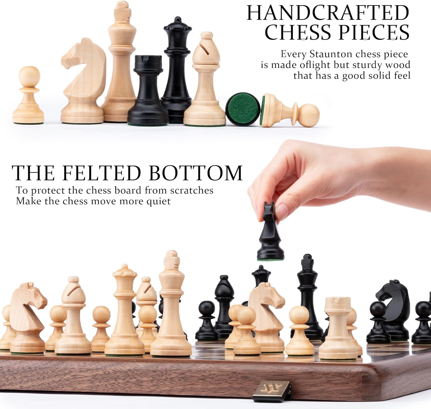 15 Inch Premium folding Walnut and Maple chess set