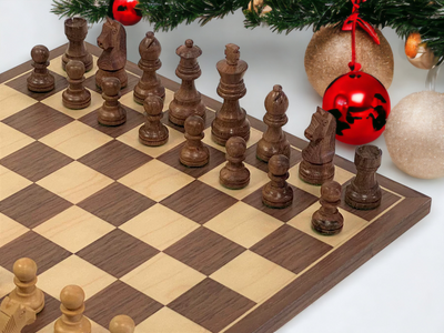 15.75 Inch Walnut Classic Acacia Chess Set - Official Staunton™ 
