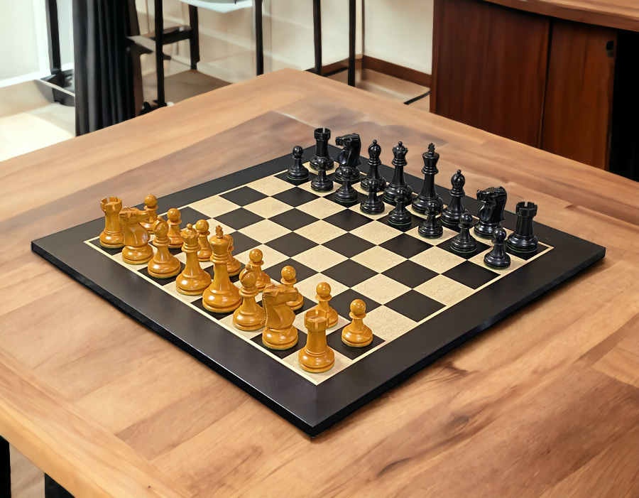 Fischer Antique Chess Pieces, 20" Anegre Chessboard & Vinyl Box - Official Staunton™ 