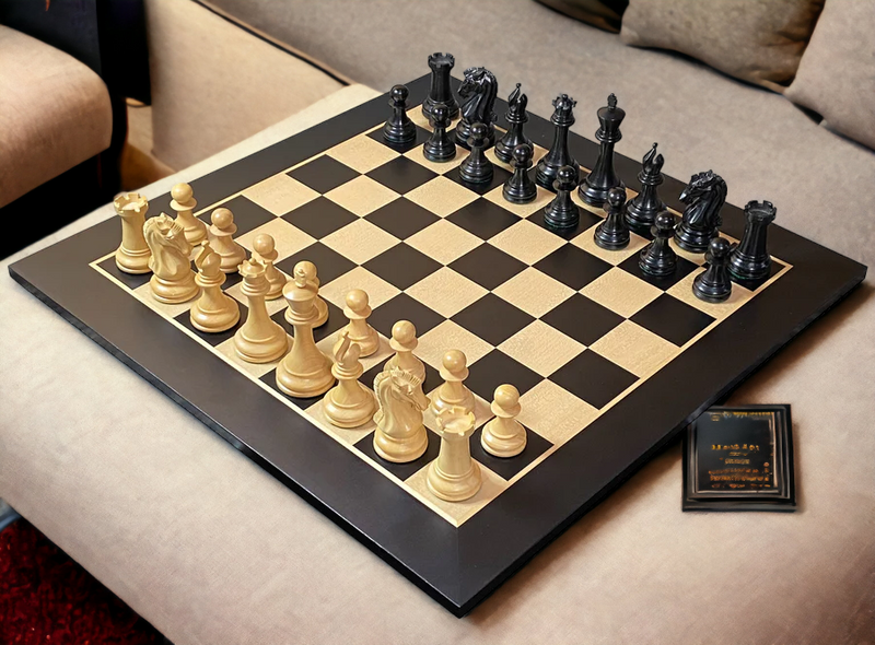 Craftsman Ebony Chess Pieces, 20" Superior Chess Board & Vinyl Box - Official Staunton™ 
