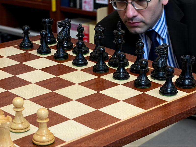 Black Elite Players Mahogany Chess Set Combination