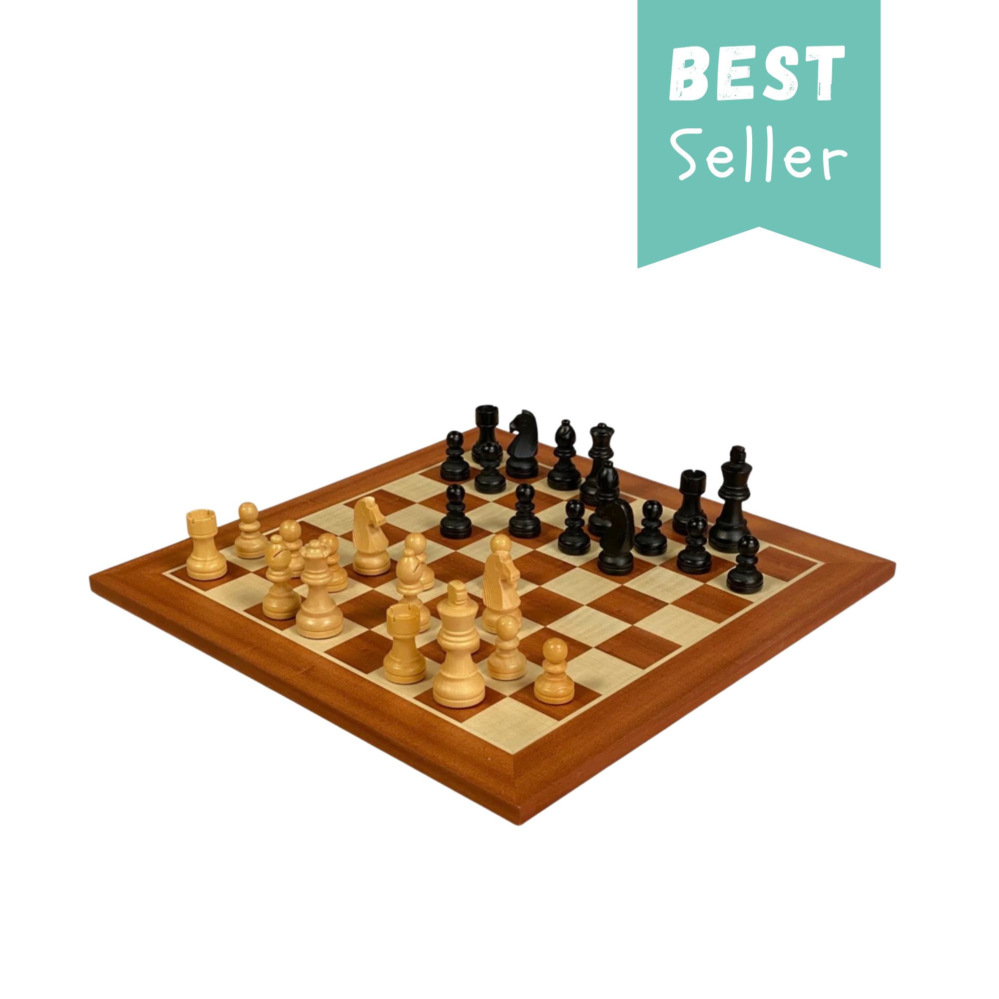 15.75" Grandmaster Black Mahogany Chess Set