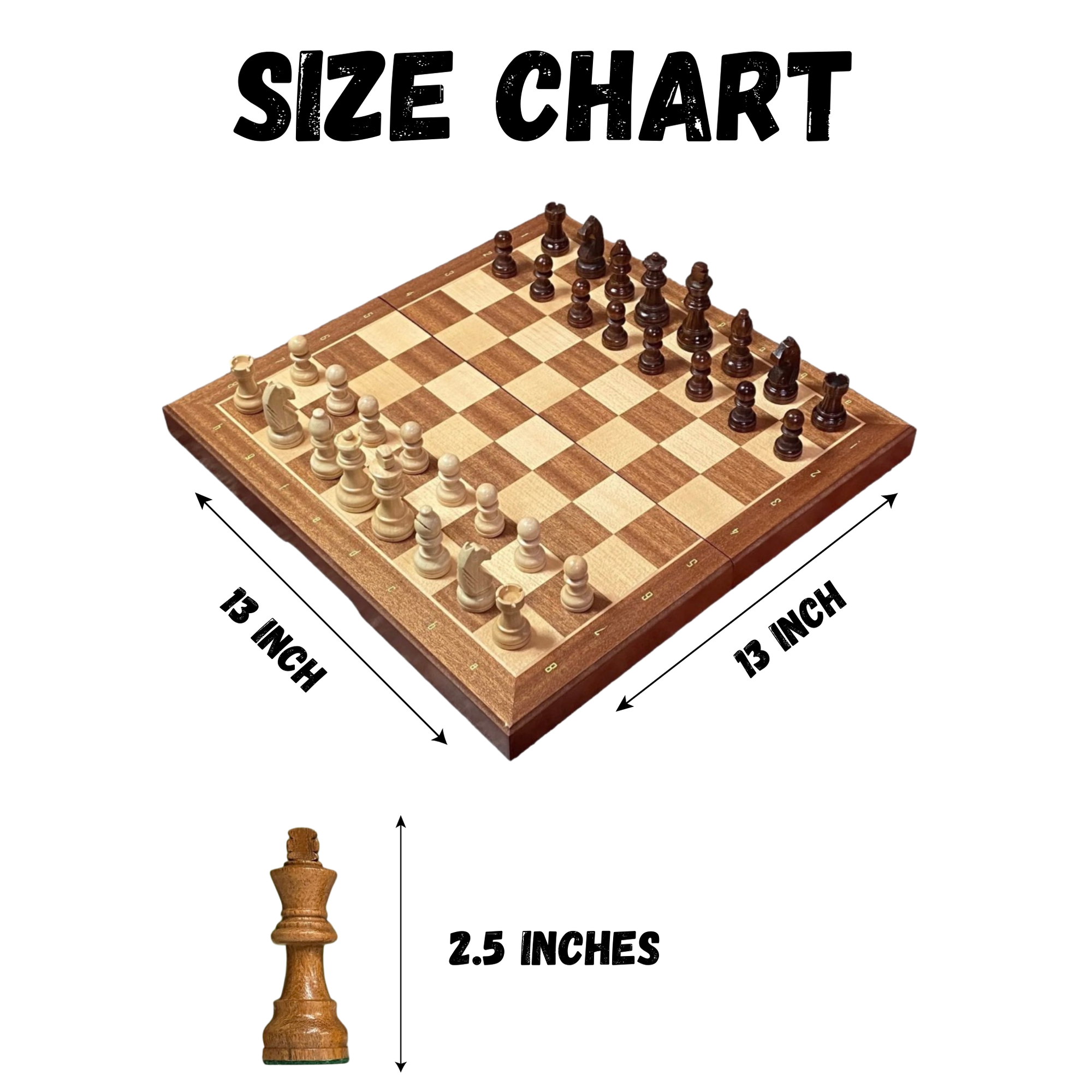 13 Inch Economy Mahogany and Maple Magnetic Chess Set