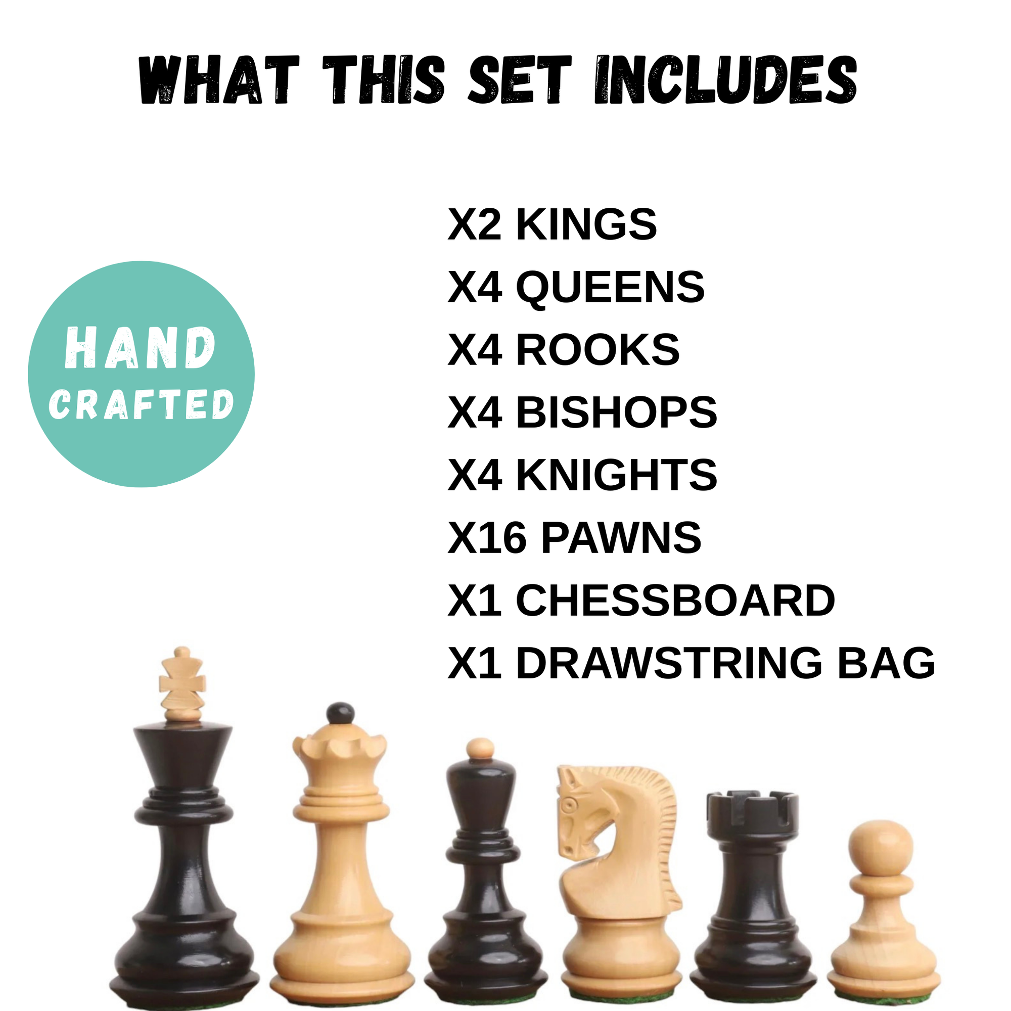 3" Zagreb Russian Ebonised Pieces 15.75" Mahogany Board & Drawstring Bag