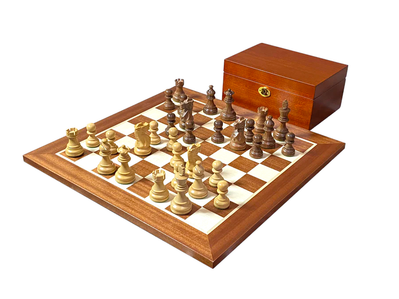 15.75" Superior Elite Acacia Mahogany Chess Set & Box - Official Staunton™ 