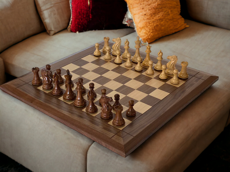 Stallion Acacia Wide Border Walnut Chess Set & Box - Official Staunton™ 