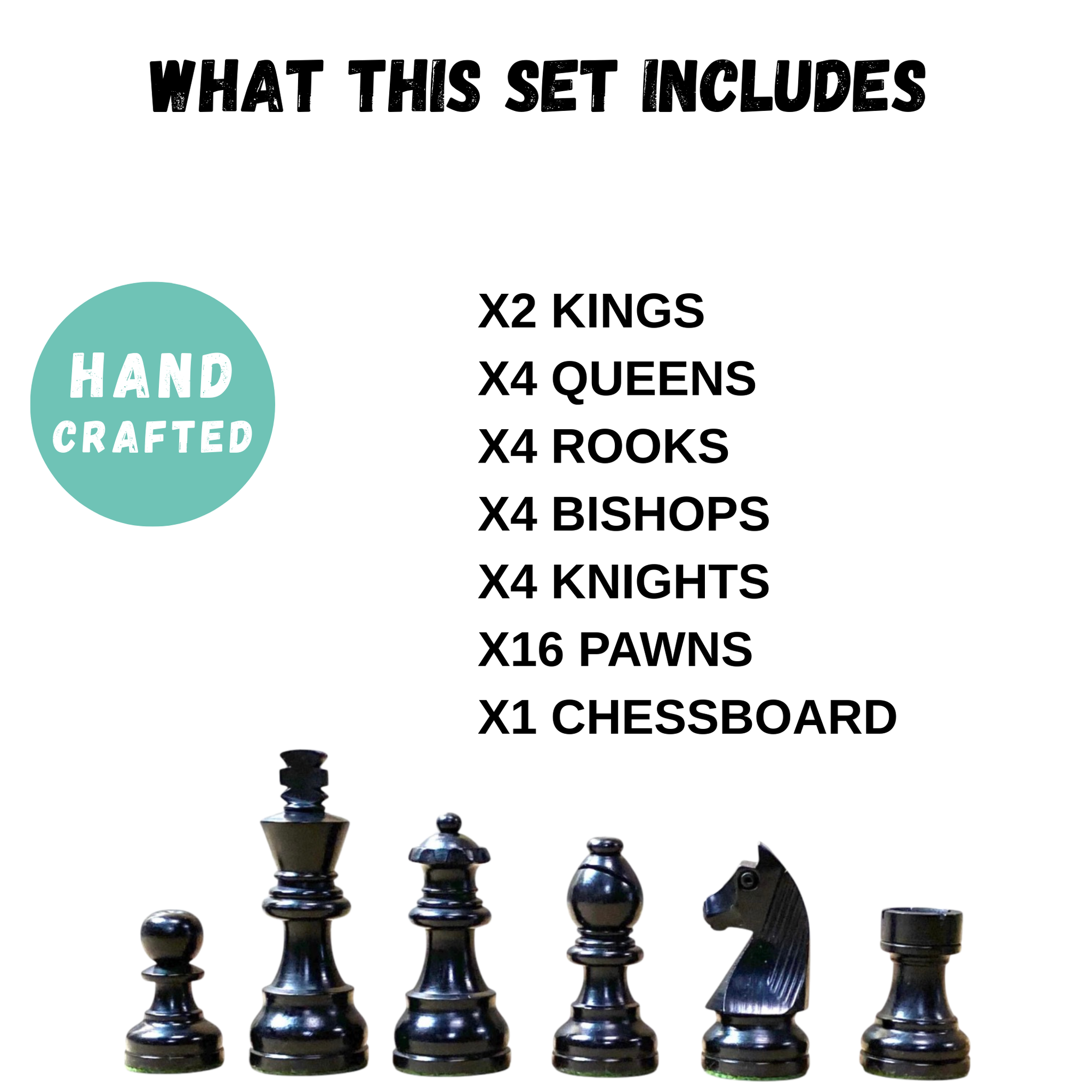 15.75" Grandmaster Black Mahogany Chess Set