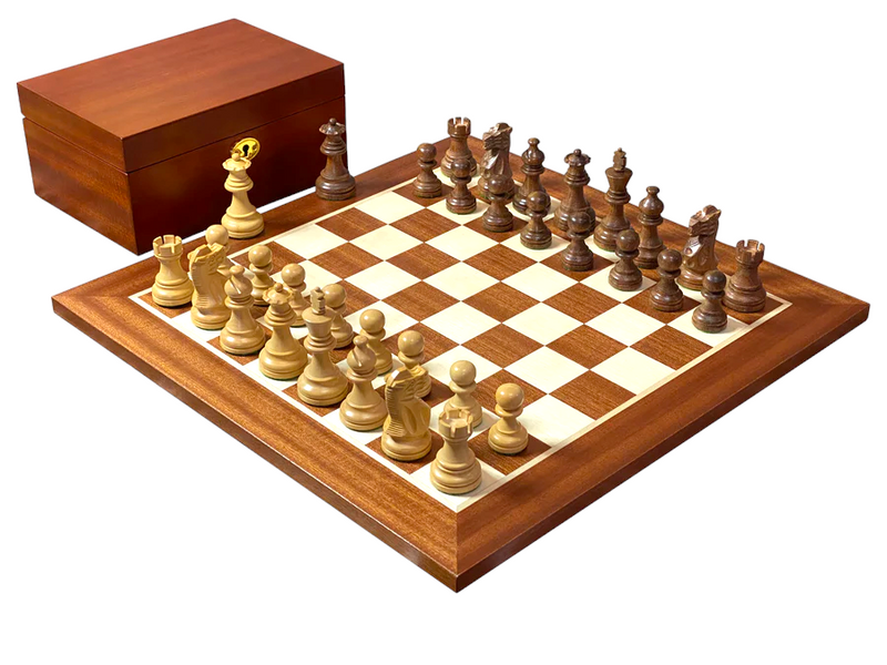 15.75" Superior Elite Acacia Mahogany Chess Set & Box - Official Staunton™ 