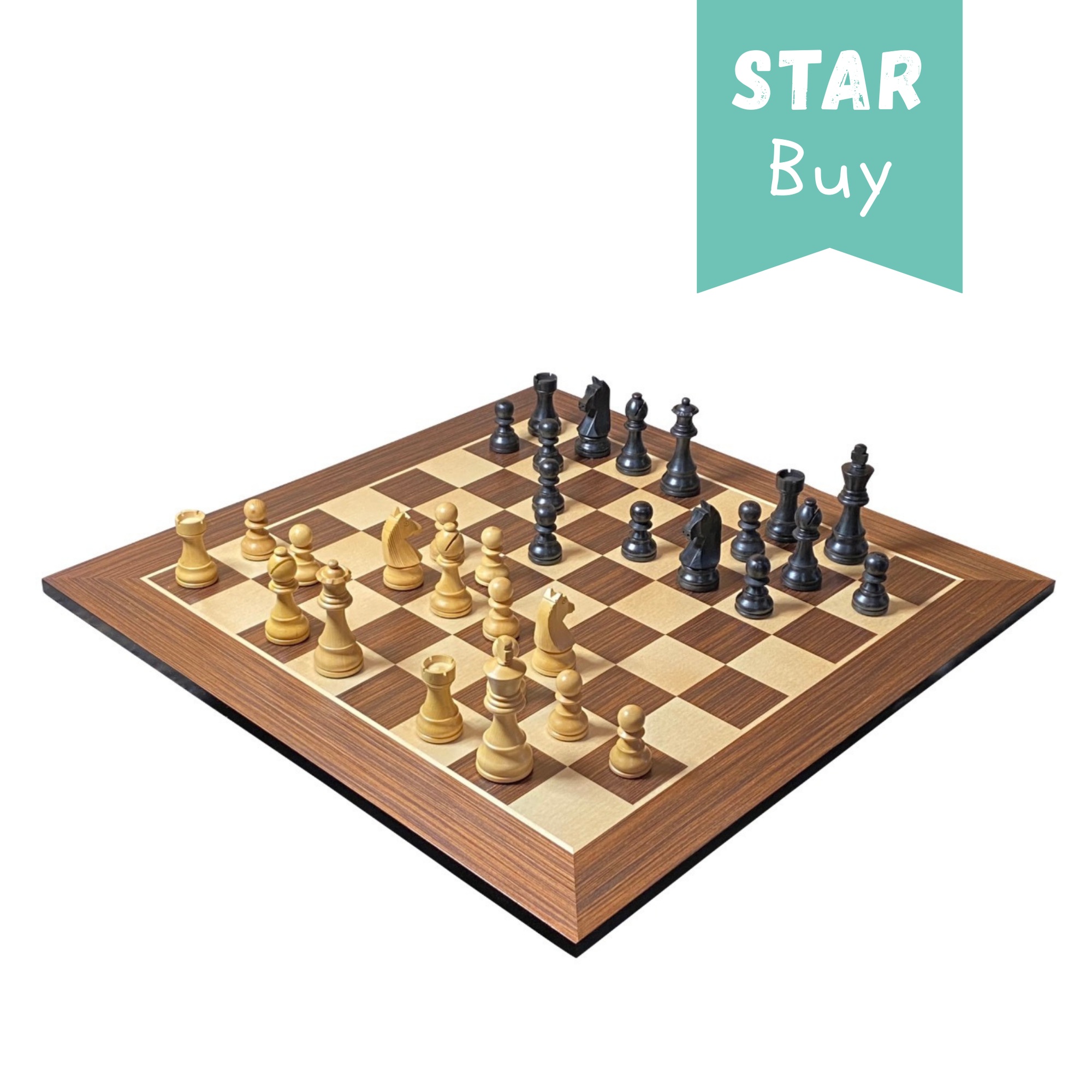 3.75" Classic Ebonised Chess Pieces 20" Wenge Chessboard and Vinyl Box