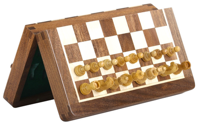 14" Hand Made Acacia Magnetic Folding Chess Set - Official Staunton™ 