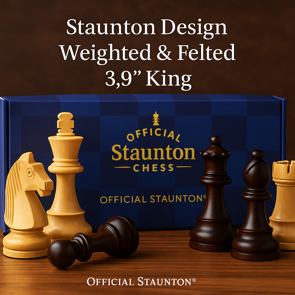 3.9 Inch - Grandmaster Chess Pieces – Brown and Natural Wood