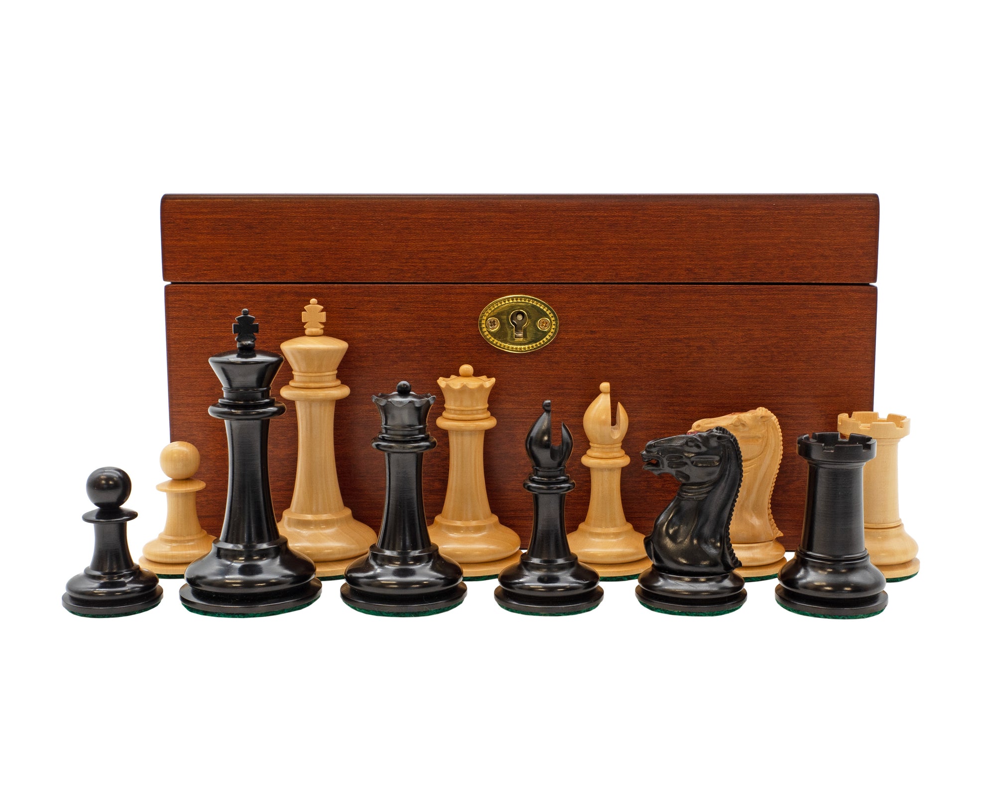 3.5" 1849 Cooke Chessmen and Mahogany Box