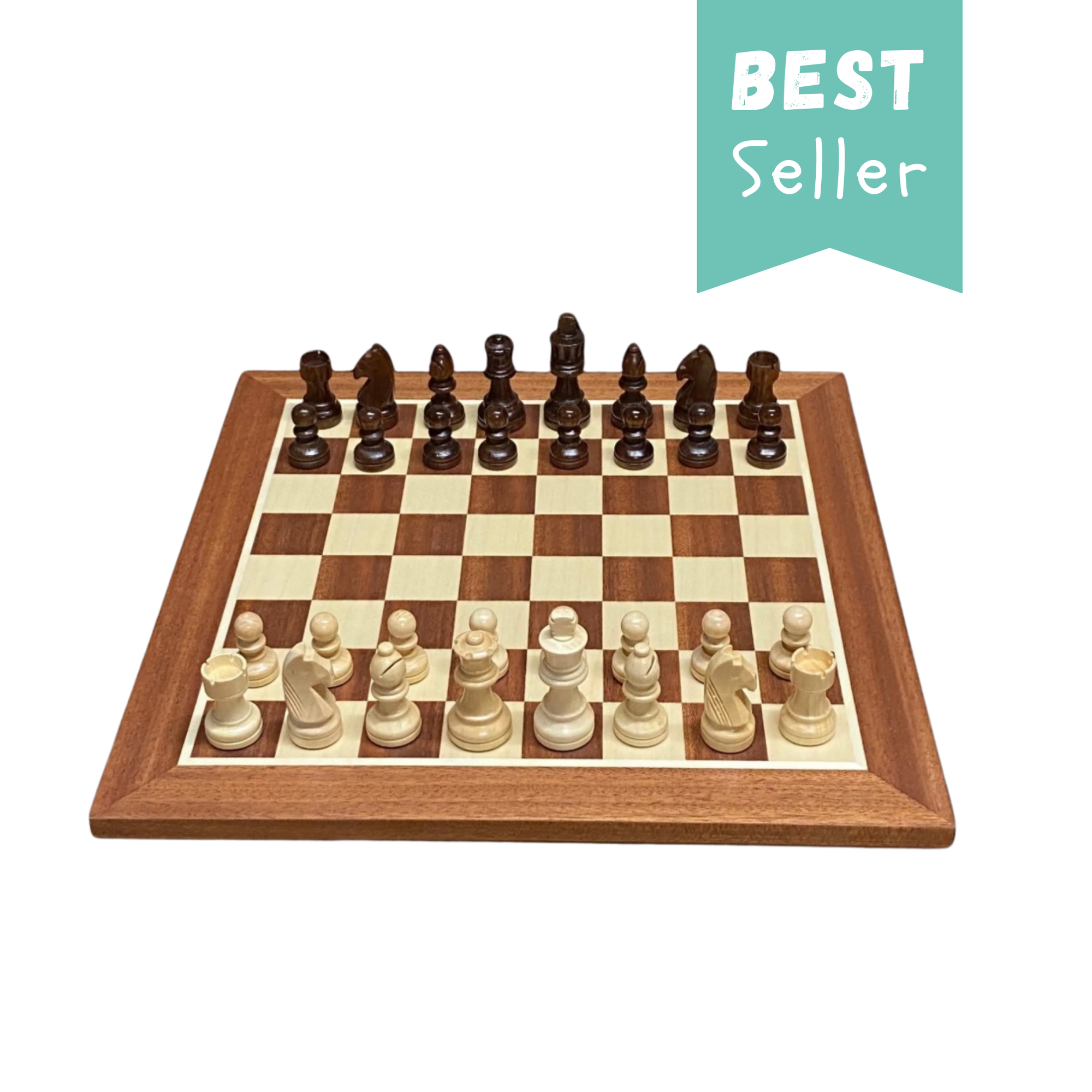 15.75" Grandmaster Mahogany Chess Set & Drawstring Bag